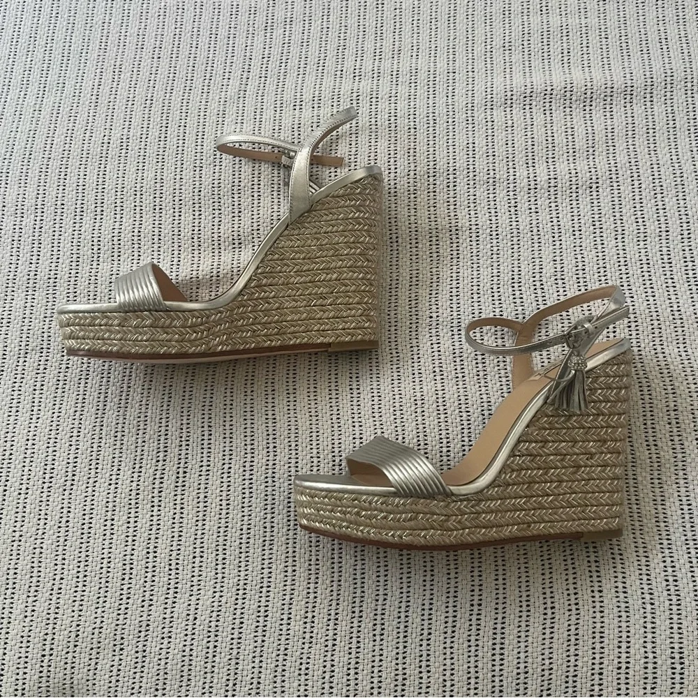 Badgley Mischka Silver Espadrille Wedges